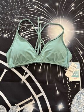 Roxy Mint Green Crisscross Strappy Bikini Top